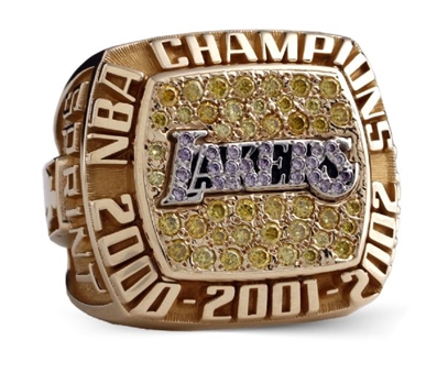 2002 Los Angeles Lakers NBA Champions 14K & Diamond "3 Peat" Ring (Sprint)